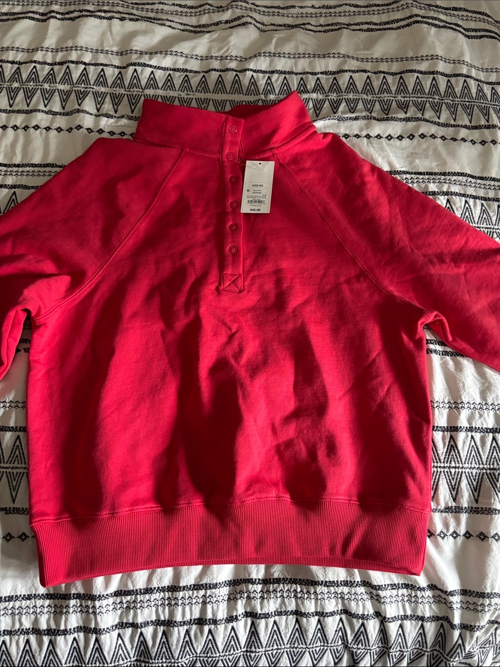 Parke  x target red snap neck mock neck popover sweatshirt nwt xxs/xs